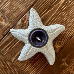 Opal glass starfish tea light holder